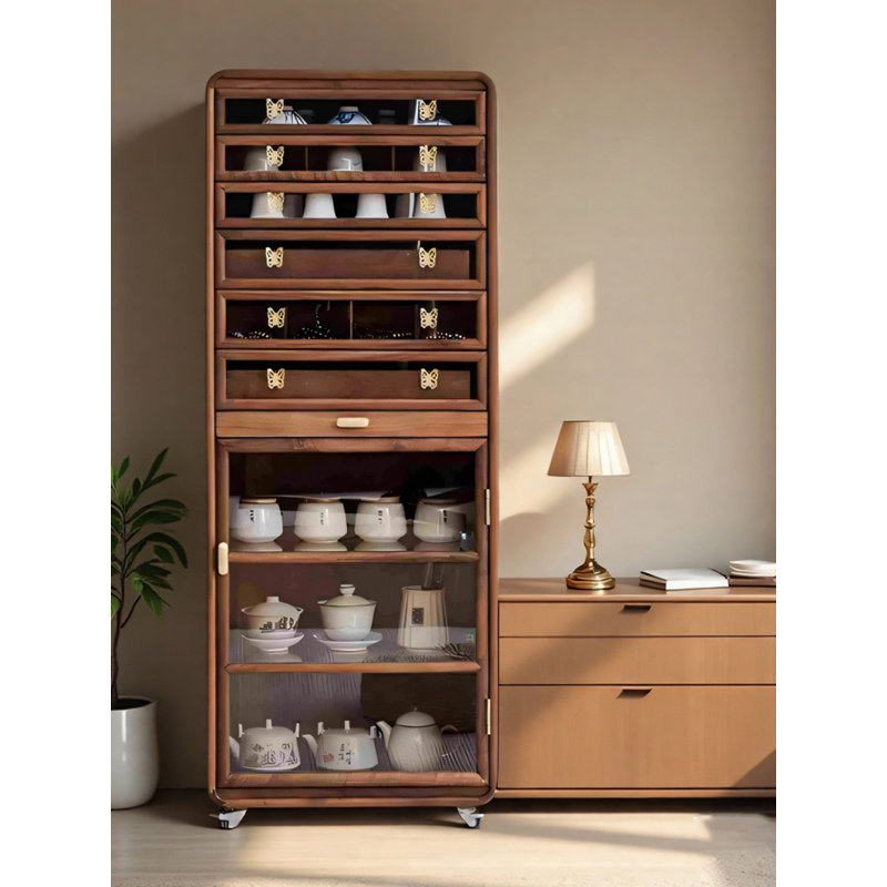 Modern Minimalist Black Walnut Solid Wood Multi-Drawer Large-Capacity Storage Cabinet
