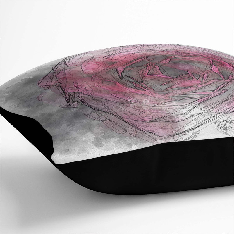 Abstract Square Throw Cushion, 55cm H x 55cm W x 20cm D, Black