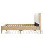 Base de lit en bois naturel pour grand lit avec tête de lit tapissier blanc confortable, lattes silencieuses pour un sommeil tranquille et paisible, sans sommier tapissier, plateforme robuste pour minimiser le bruit,