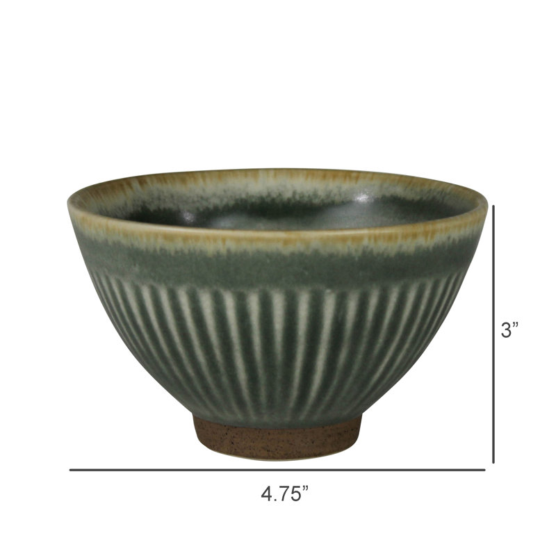 Ribbed Bowl, Ceramic, Sage Green, Sage Green