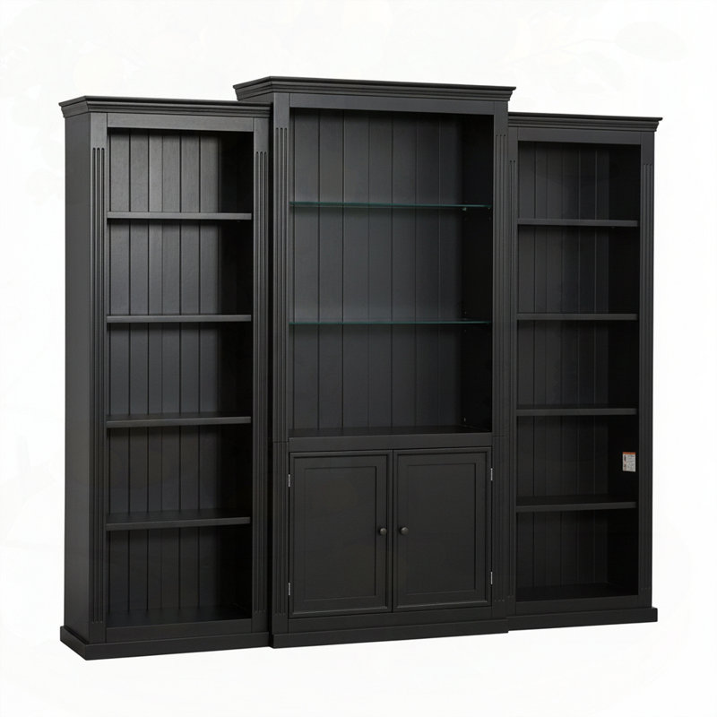 Vitrine 3 pièces 78,75 "avec plafonnier à DEL 5 couleurs, Noir