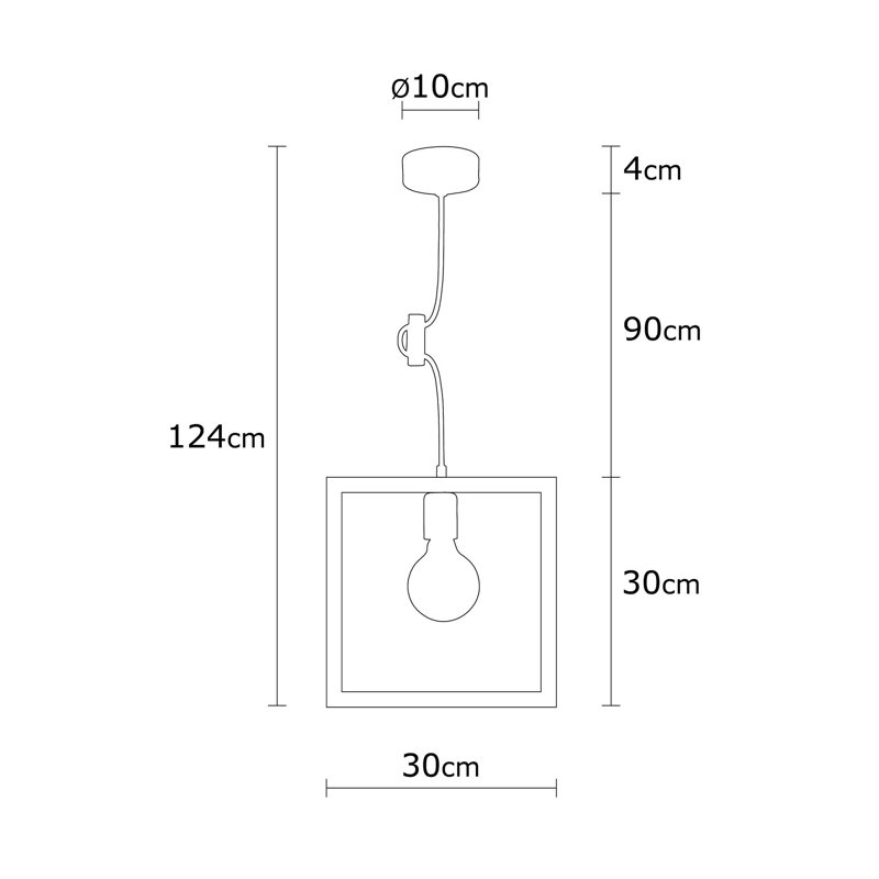 Luminaire suspendu carré unique à 1 lumière Hendrick, Brun/rouge