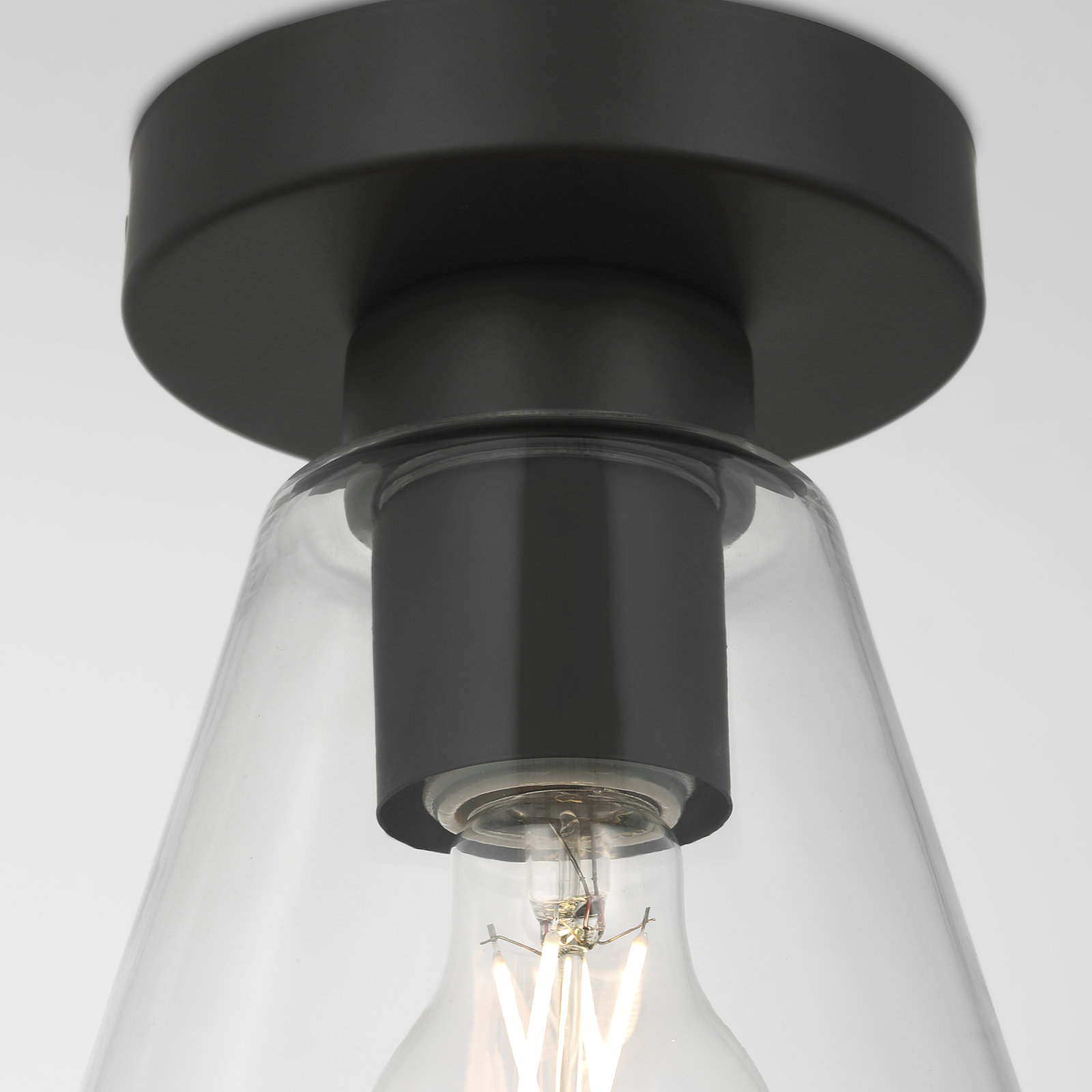 Hayden 7" Glass Flush Mount, Midnight Black, Clear