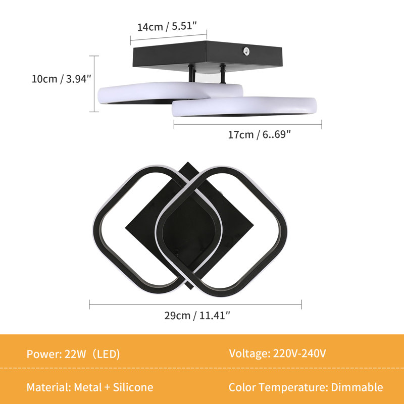 DELIPOP Double Square Dimmable LED Aluminum Flush Mount