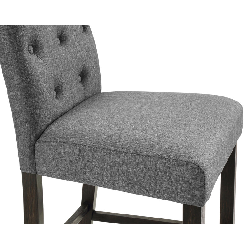 Tabouret de bar en bois massif Leviton, ensemble de 2, Gris