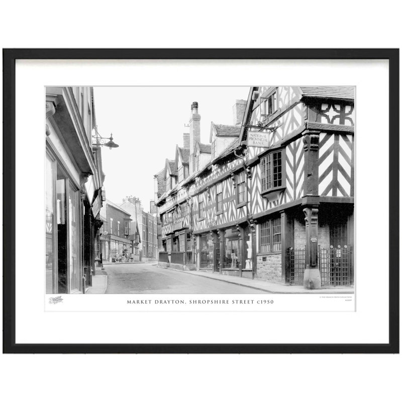 Market Drayton, Shropshire Street C1950 - Single Picture Frame Print, 28cm H x 36cm W x 2.3cm D