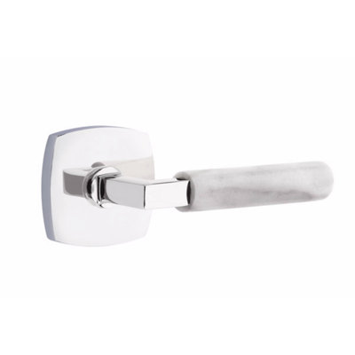 Ensemble de faux levier Emtek Select, rosette urbaine moderne, tige carrée en L, poignée en terrazzo clair