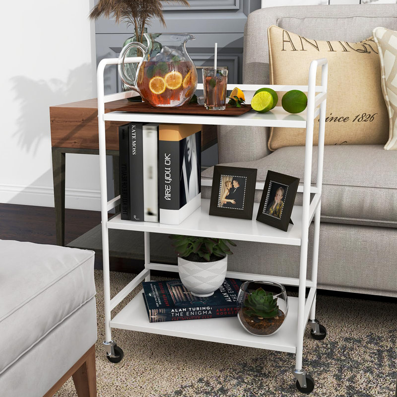 Anizoba 75cm H x 48cm W Utility Cart with Wheels, White