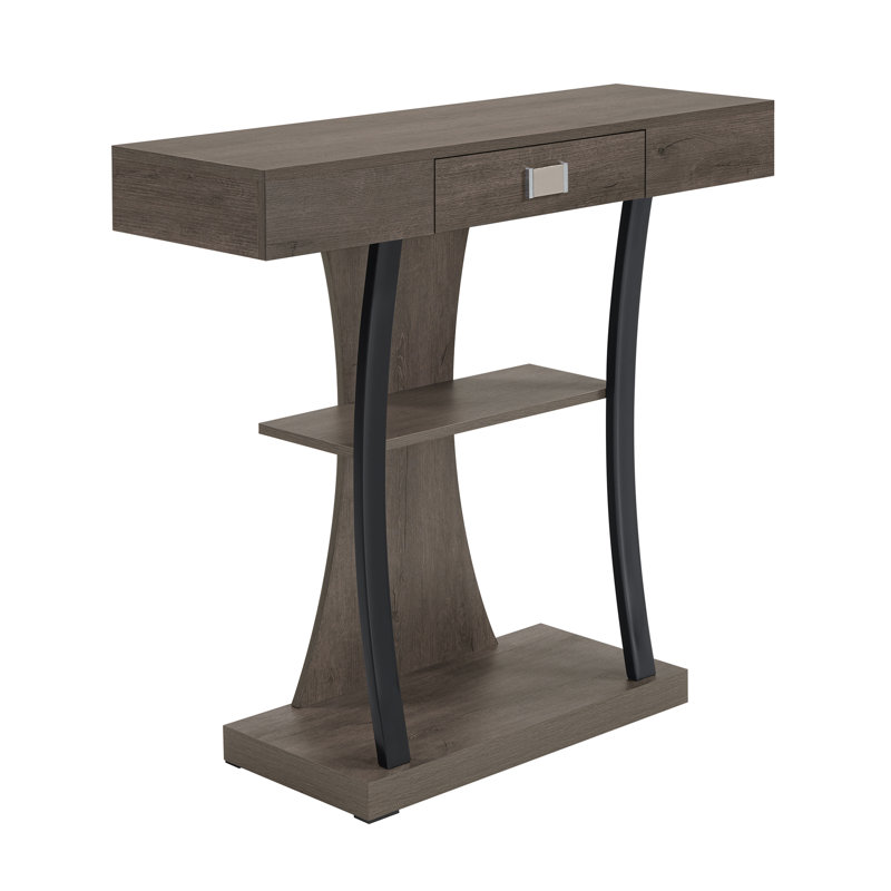 Amett 1 Drawer Console Table, Charcoal Gray, 34" H x 36" W x 12" D