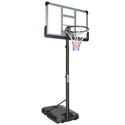 Support portatif pour panier de basketball à hauteur réglable de 6,5 pi à 10 pi avec panneau de 44 pouces et roues pour adultes