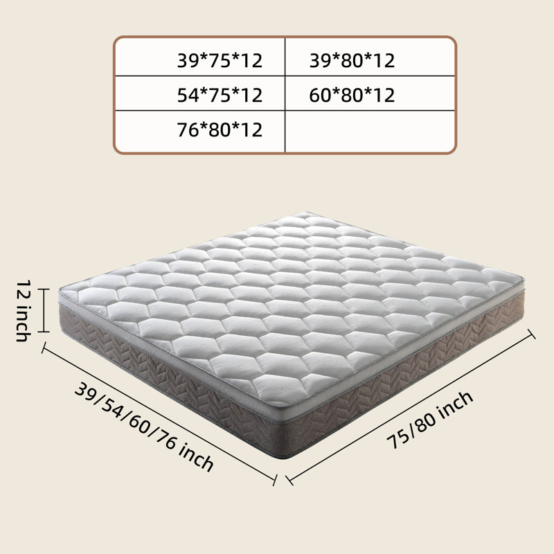 12 Inch Wave Gel Memory Foam & Pocket Spring Hybrid Mattress in a Box for Pressure Relief, Extra-long Twin