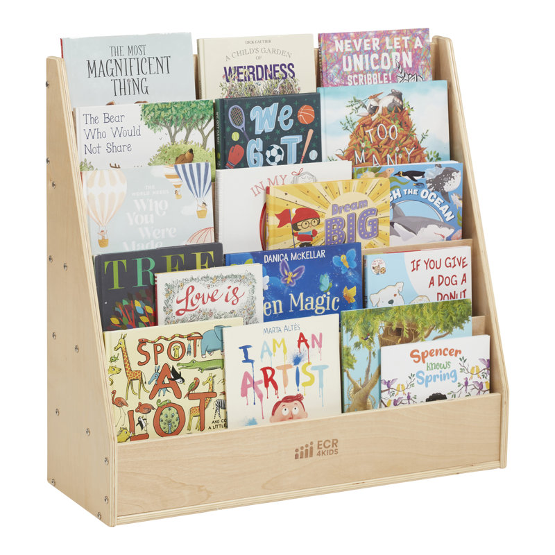 Natural Birch Wooden Kids Book Display Stand