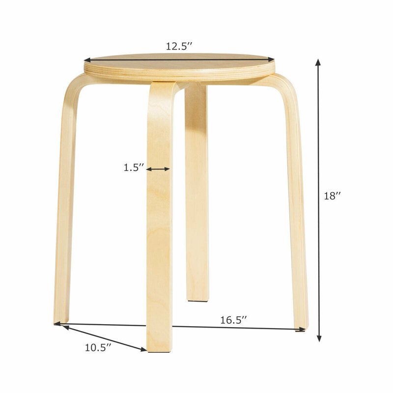 Tabouret court en bois massif, Naturel