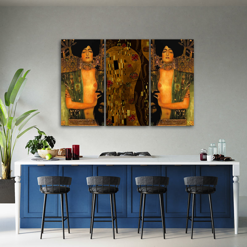 Judyta With The Head Of Holofernes - 3 Piece Wrapped Canvas Print Set, 100cm H x 150cm W