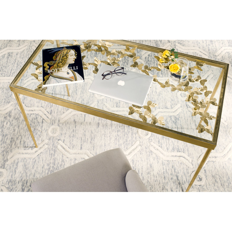 Ingrid Glass Top Metal Base Writing Desk