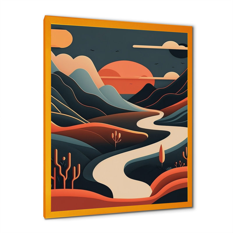 «Pine Tree In Graphic Terra Cotta Mountains II - Landscape Mountains», reproduction d'art murale, H 20 po x l 12 po x P 1 po