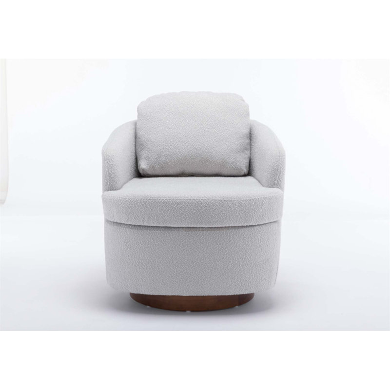 Comfortable Boucle Bevans Swivel Accent Chair with Solid Wood Frame, Perfect for Modern and Cozy Living Spaces., Light Gray