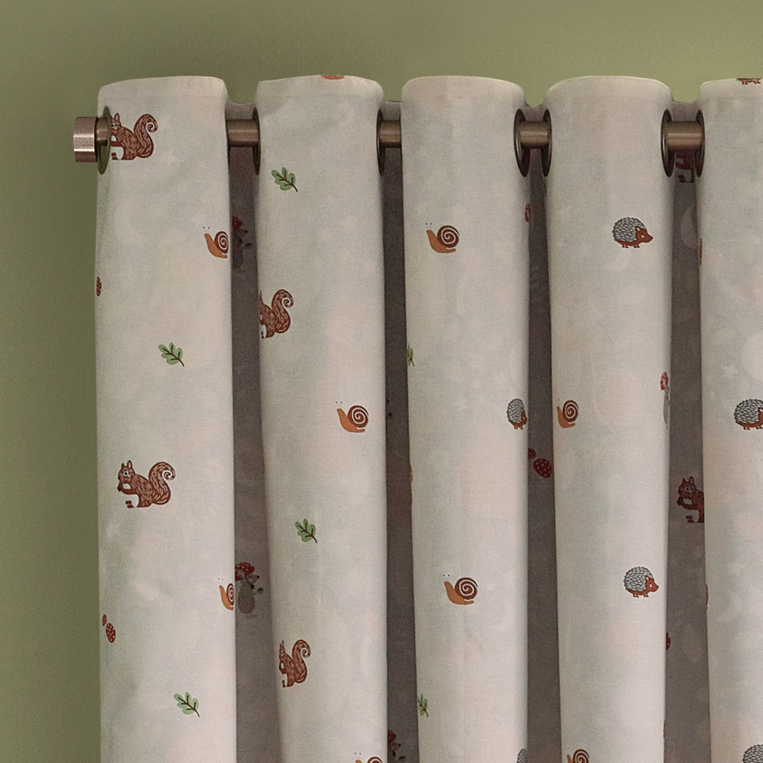 Fox and Woodland Friends Fully Reversible Eyelet Curtains