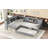 L-Shaped Platform Bed Twin Size With Trundle, Solid Wood Platform Bed With Storage Drawers And Shelves, No Spring Box Needed, Grey-2110153000