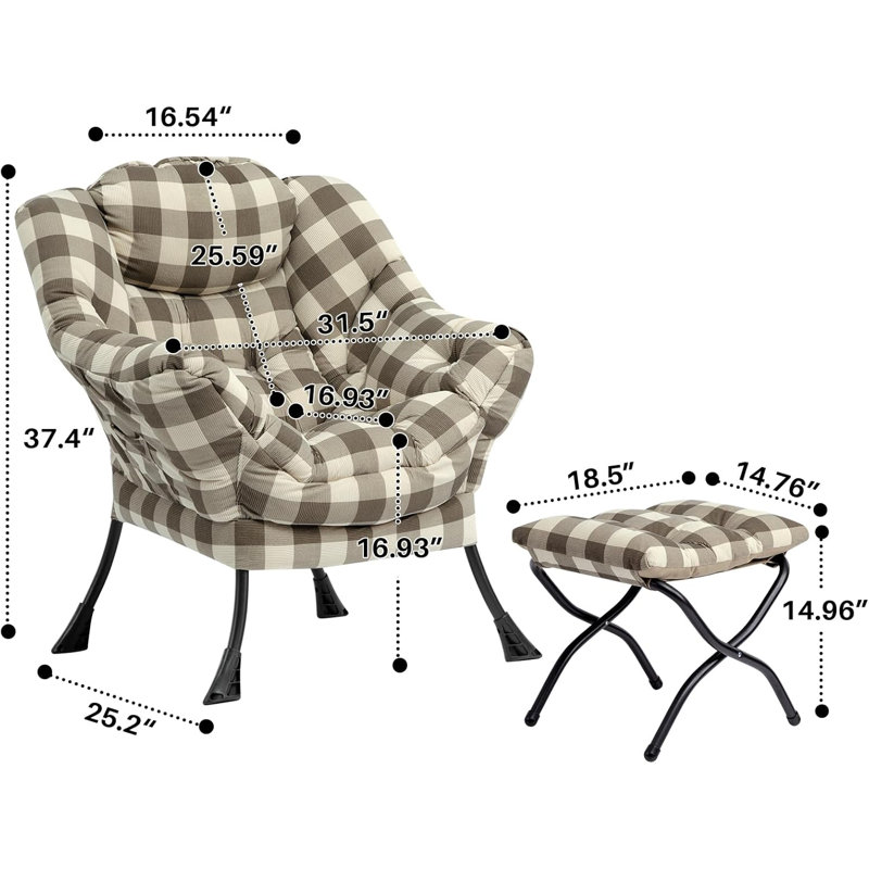 Fauteuil d'appoint rembourré Hilge, White/Brown/Grey