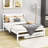 Full Wood Platform Bed with Twin Adjustable Trundle and Headboard-1668134975