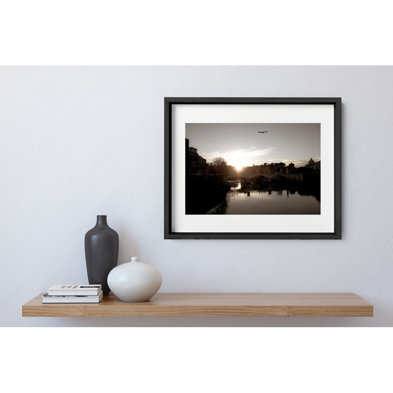Tiber Sunset Print by Joseph Regan, 14" H x 16" W x 0.75" D, Black