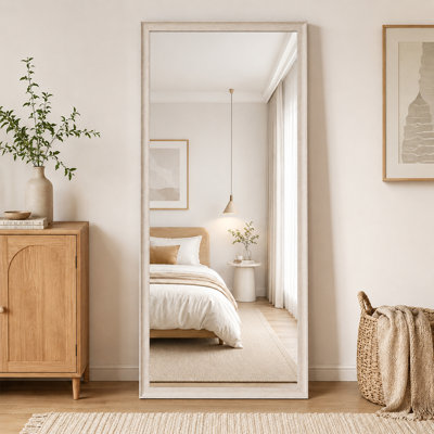 71 x 32 Oversized Full Body Mirror with Wood Look PS Frame HD Copper Free Silver Mirror Shatterproof Floor Standing Mirror Wall Mounted Mirror for Bedroom Entryway Dressing Room