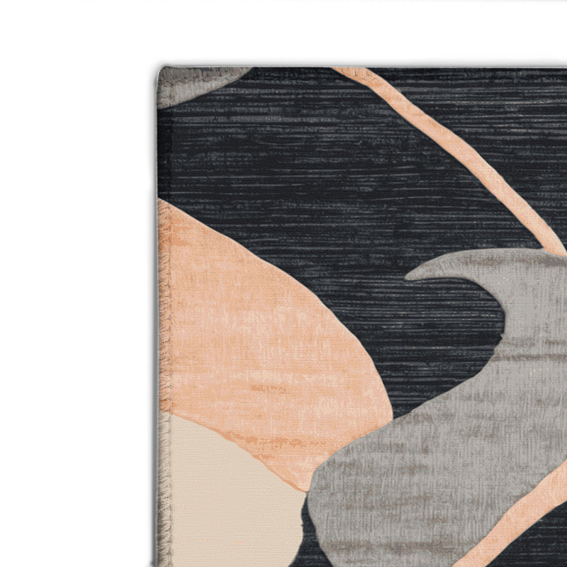 Tapis intérieur et extérieur noir Watercolor, Rectangulaire 2 pi x 3 pi