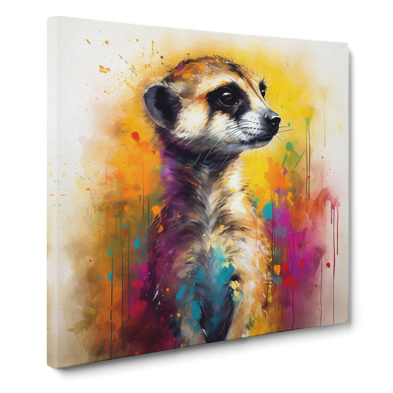 Meerkat Gestural Art No.1 - Wrapped Canvas, 35cm H x 35cm W
