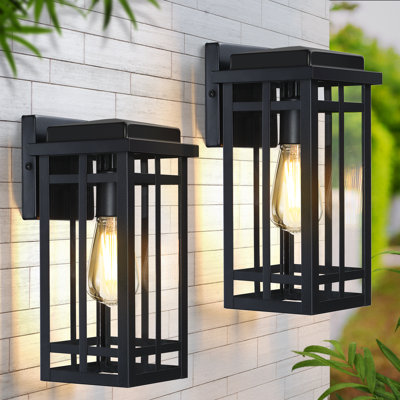 2 Packs 12'' Outdoor Wall Light Fixtures, Black Porch Lights Outdoor Lighting For House, Exterior Lighting Fixtures Wall Lanterns, Waterproof Modern Outside Sconce Lights For Garage Patio (no Sensor)