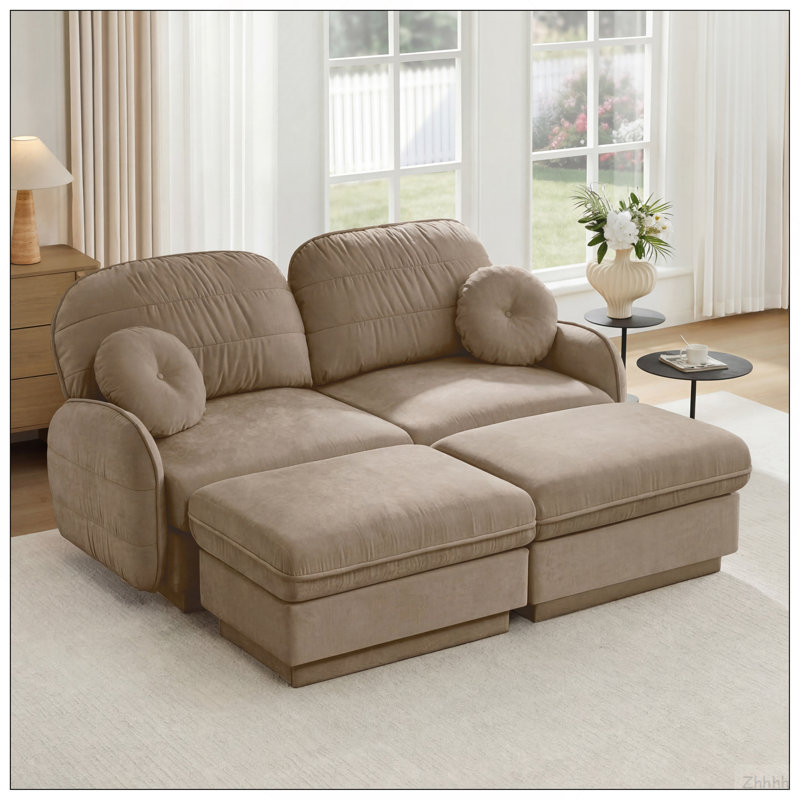 Canapé en forme de U en chenille Cloud, canapé à assise profonde avec repose-pieds mobiles, coussins ronds et coussins de dossier matelassés exquis, pieds de cadre encastrés, assemblage facile, convient au salon, café léger