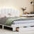 Upholstered Bed Frame With LED Lights, Modern Upholstered Princess Bed With Crown Headboard (Bed)-937374960-937374966