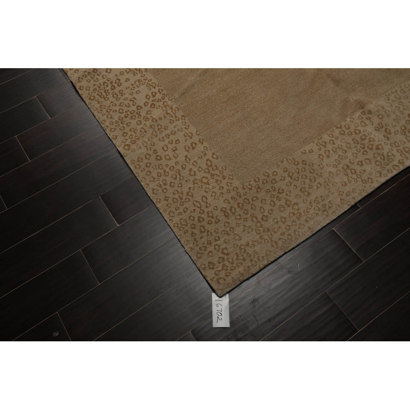 Tapis brun noué à la main de conception unique 6 pi 1 po x 9 pi