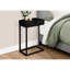 Table d'appoint pour le salon et la chambre à coucher, avec rangement en stratifié noir et en métal, surface de la chambre à coucher