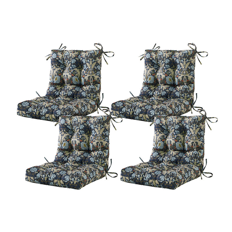 Outdoor 4'' Seat / Back Cushion, Stone Blue Floral