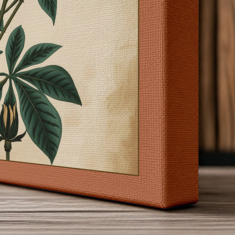 Red Roses with Calligraphy Botanical - Wrapped Canvas, 30x20 - 76.2 x 50.8 cm, Terracotta Border