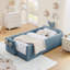 Lit plateforme tapissier simple avec tête de lit en forme d'oreille de lapin, barrière de sécurité et poche de rangement, tissu Boucle-817844716
