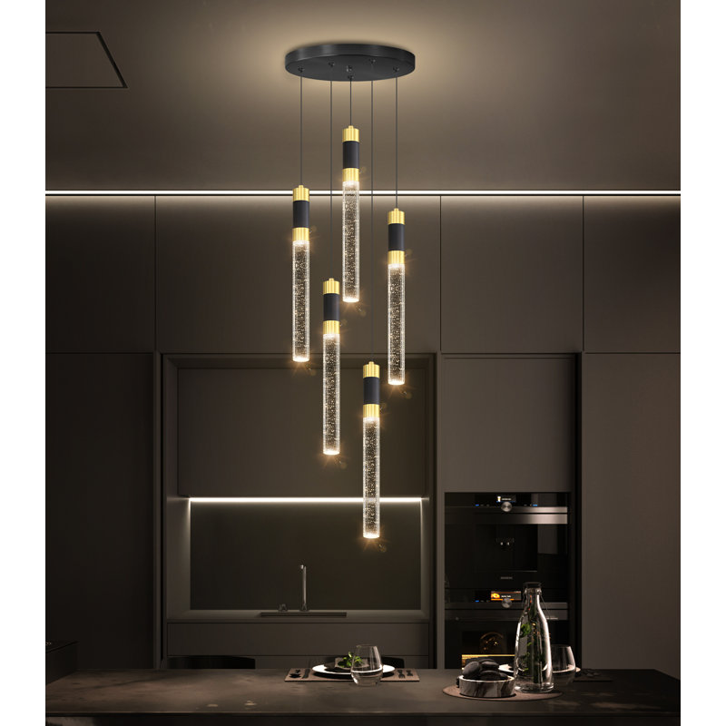 Luminaire suspendu en cristal à 3 lumières DEL, 5