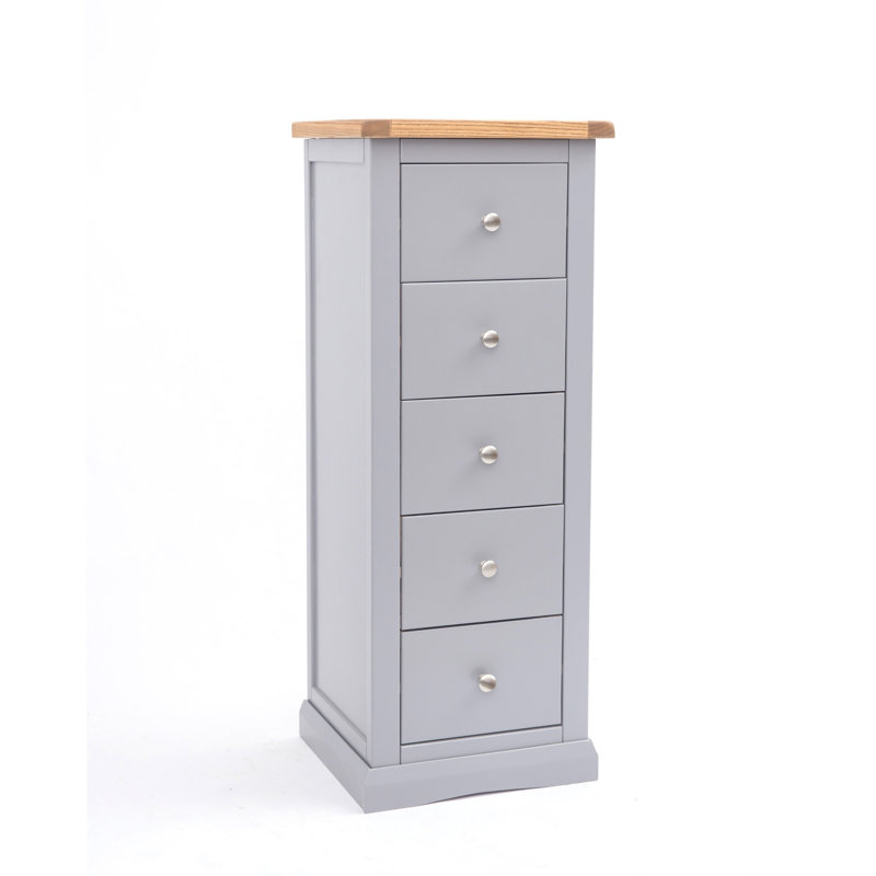 Mincey 45cm W 5 - Drawer Chest of Drawers, Grey/Chrome