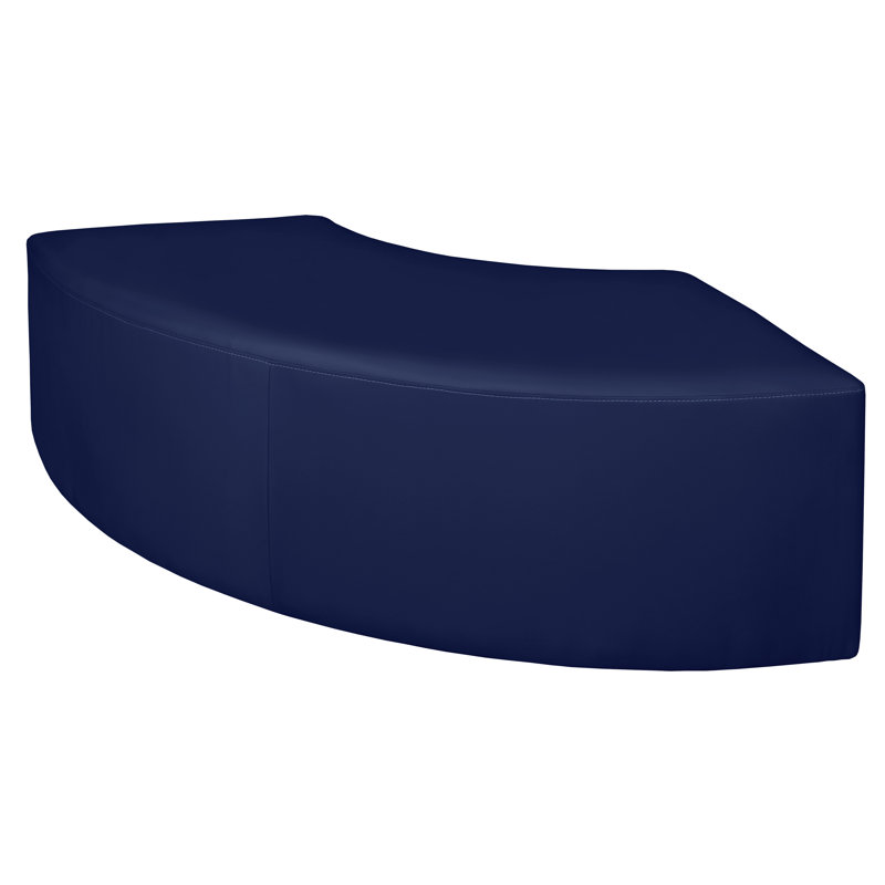 Aurora Curved Vinyl Ottoman, Naval Blue Faux Leather