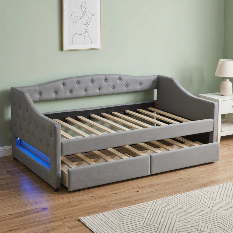 Upholstered Twin Xl Size Daybed, Gray