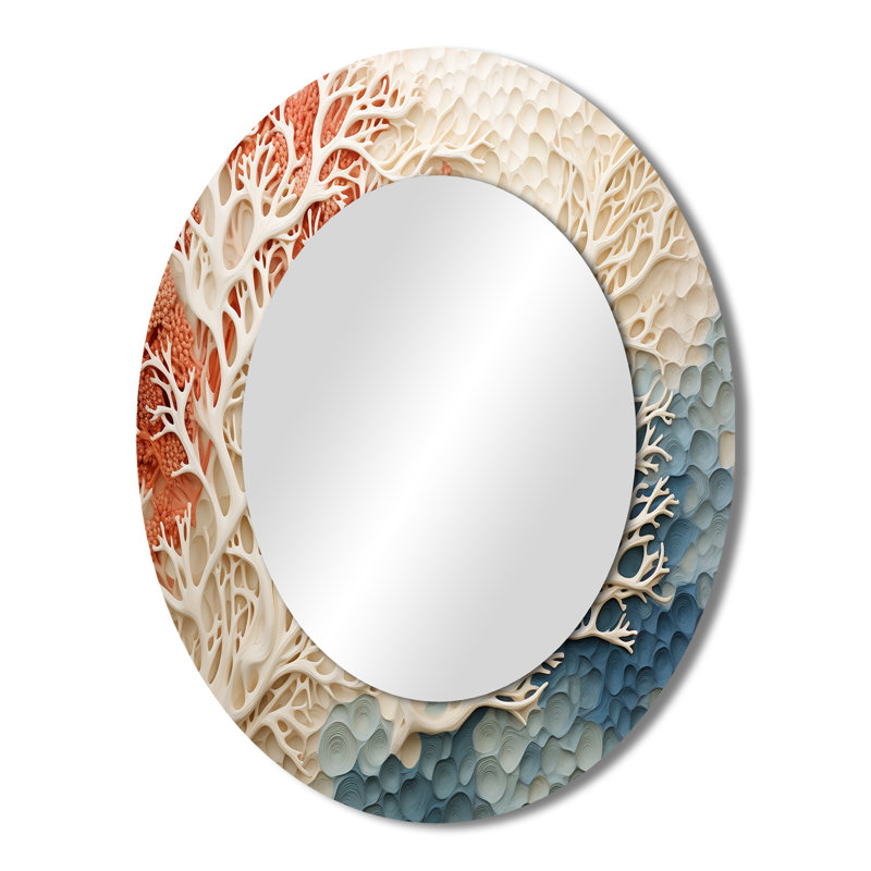 Miroir mural rose et blanc Coastal Coral Collage I - Coastal, 43 po x 33 po
