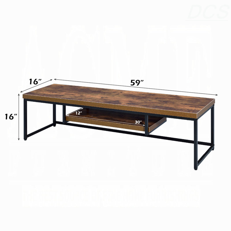 Meuble télé de style industriel 1 pièce, H 16,02 po x l 59 po x P 16 po