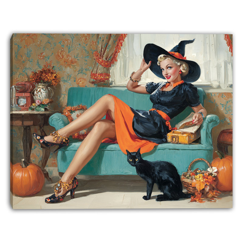 «Witch on Sofa», art mural sur toile tendue, H 24 po x l 36 po