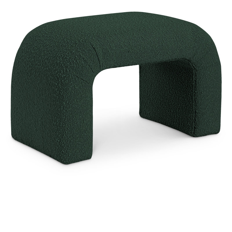 Niagara Upholstered Bench, 17.5" H x 28" W x 15.5" D, Green Boucle Fabric