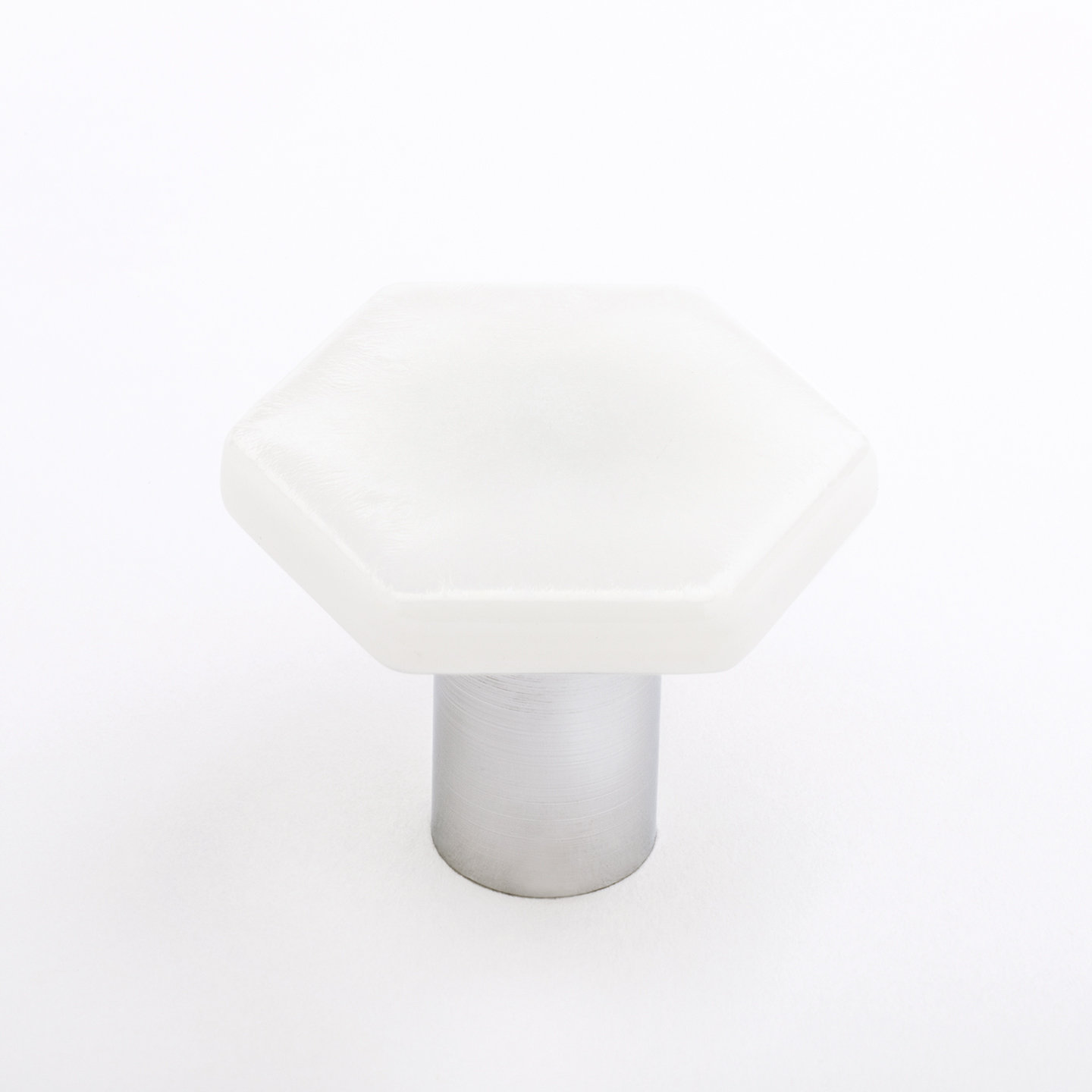 Geometric Bar Cabinet Knob, Polished Chrome, Iridized White Glass