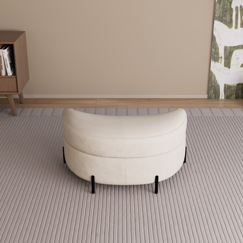 Repose-pieds demi-lune rembourré avec rangement, Beige