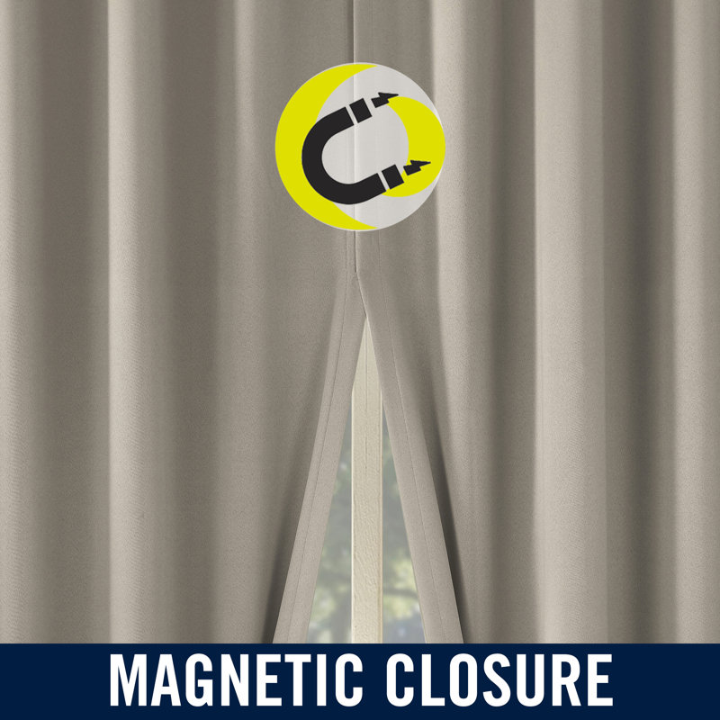 Sheridan Dual-Side Magnetic Closure 100% Blackout Grommet Curtain Panel, 40" W X 108" L, Stone