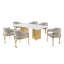 Ensemble de salle à manger en marbre blanc Grand avec chaises d'appoint en tissu Boucle-1999120415-1999120409