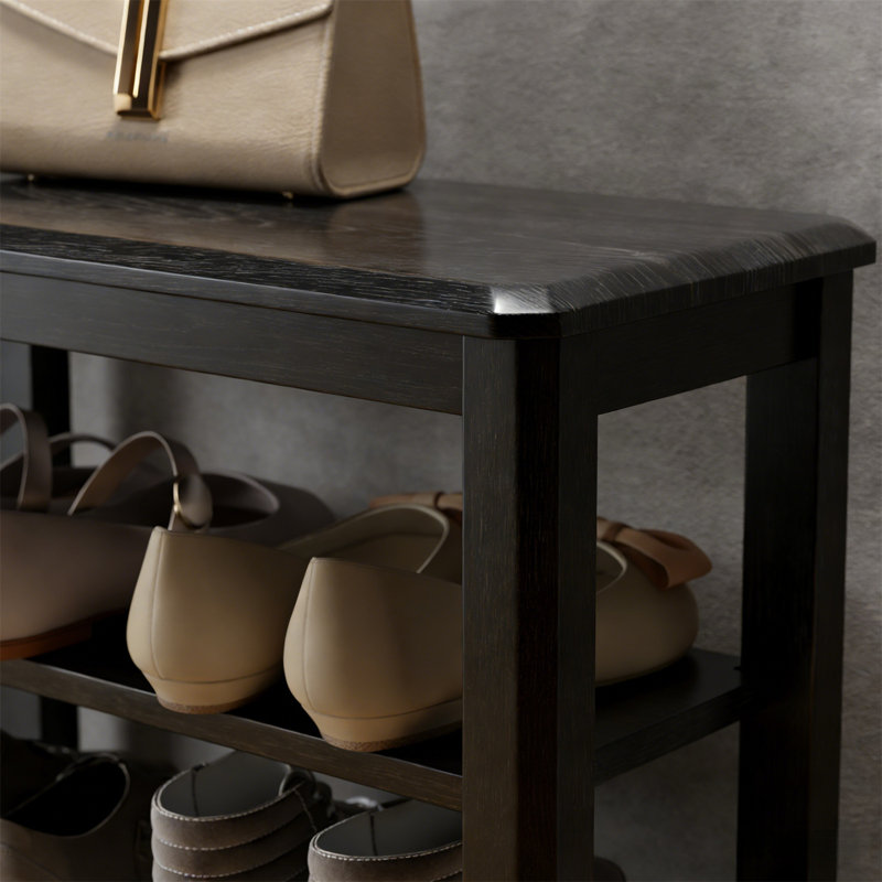 Range-chaussures en bois de qualité supérieure pour la maison, 11.8" H x 23.6" W x 20.4" D